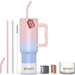 enem Tumbler, Tumbler with Metal Straw, Sipper, with Lid Leak Proof,